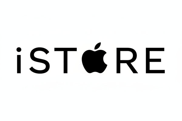 Black 'iSTORE' text with the Apple logo replacing the letter O, on a plain white background.